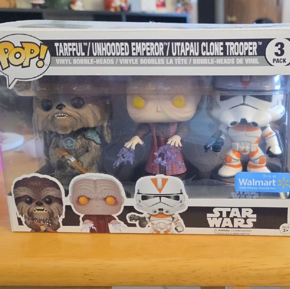 Funko Pop Star Wars 3-Pack with Brown, White, and Purple Figures